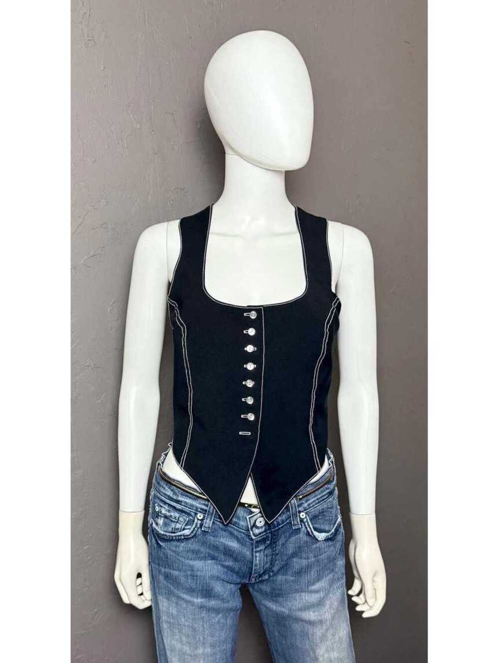 1990's Goth Tailored Black Vest Avant Garde Fitted Waistcoat S/M by R Company